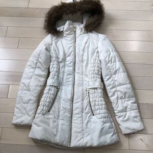Celebrity Pink Women's Smocked Full Zipper Hood Parka Jacket White XS